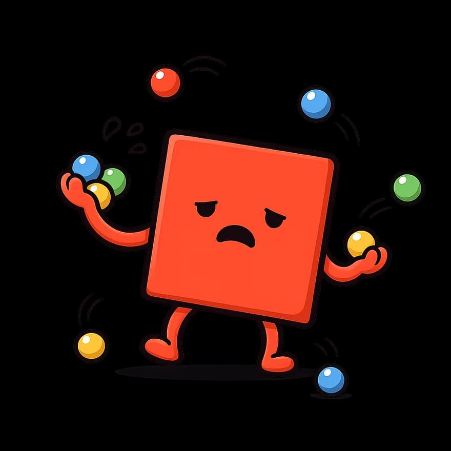 A frustrated marble juggling copy-pasted thoughts