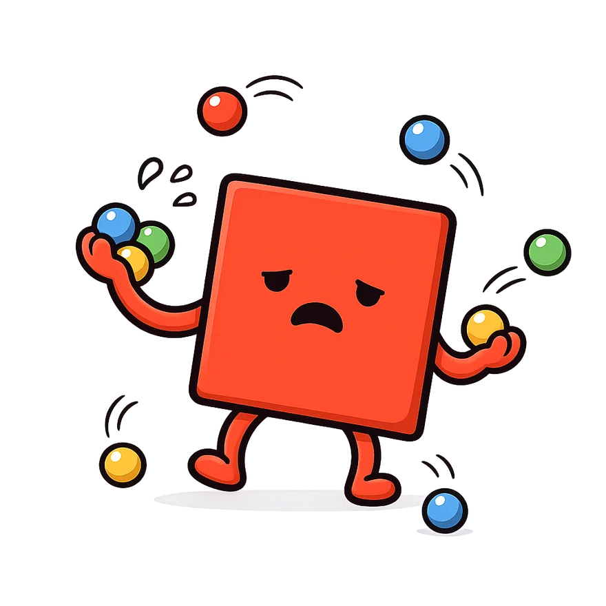 A frustrated marble juggling copy-pasted thoughts